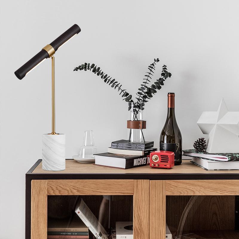 Desk Lamp - 装飾テーブルランプ、デザイナーライト高級レザー大理石デスクランプ、パーソナライズされた書斎、子供部屋、ベッドサイドランプ