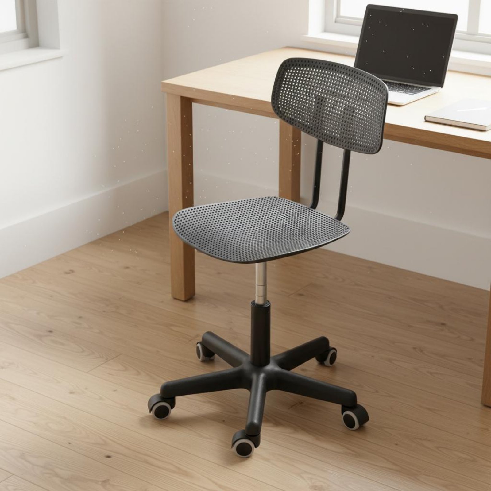 Office Chair - 調節可能なローリングデスクチェア、通気性のあるデザイン、回転式チェア、省スペース、防水、ティーン向け