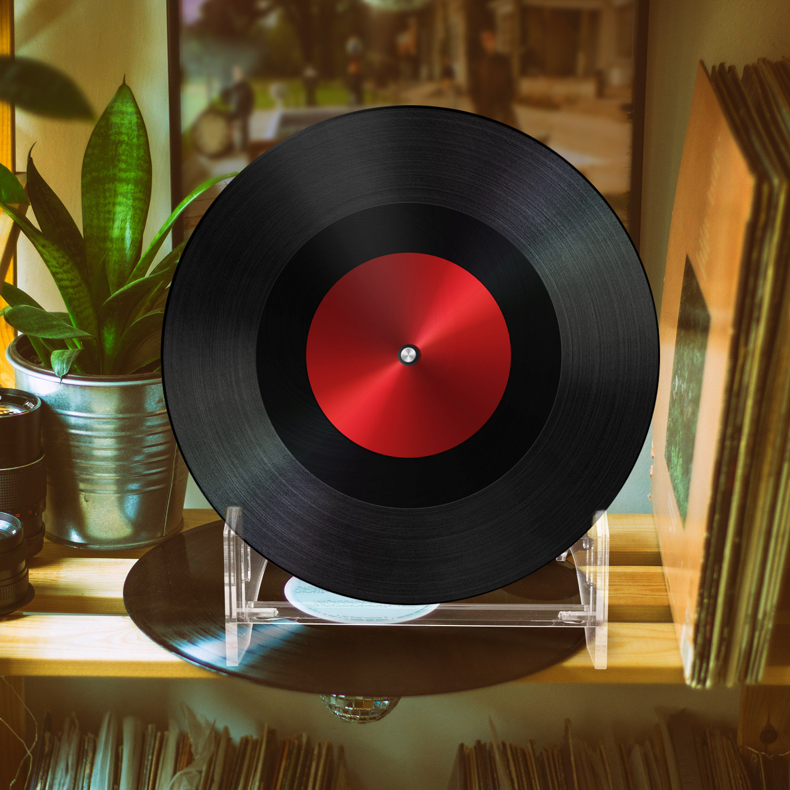 Bookshelf - 多段式のアクリル製レコードディスプレイラック。透明なレコードホルダーで、リビング、寝室、オフィス、机の上、雑誌や写真集の収納に最適。