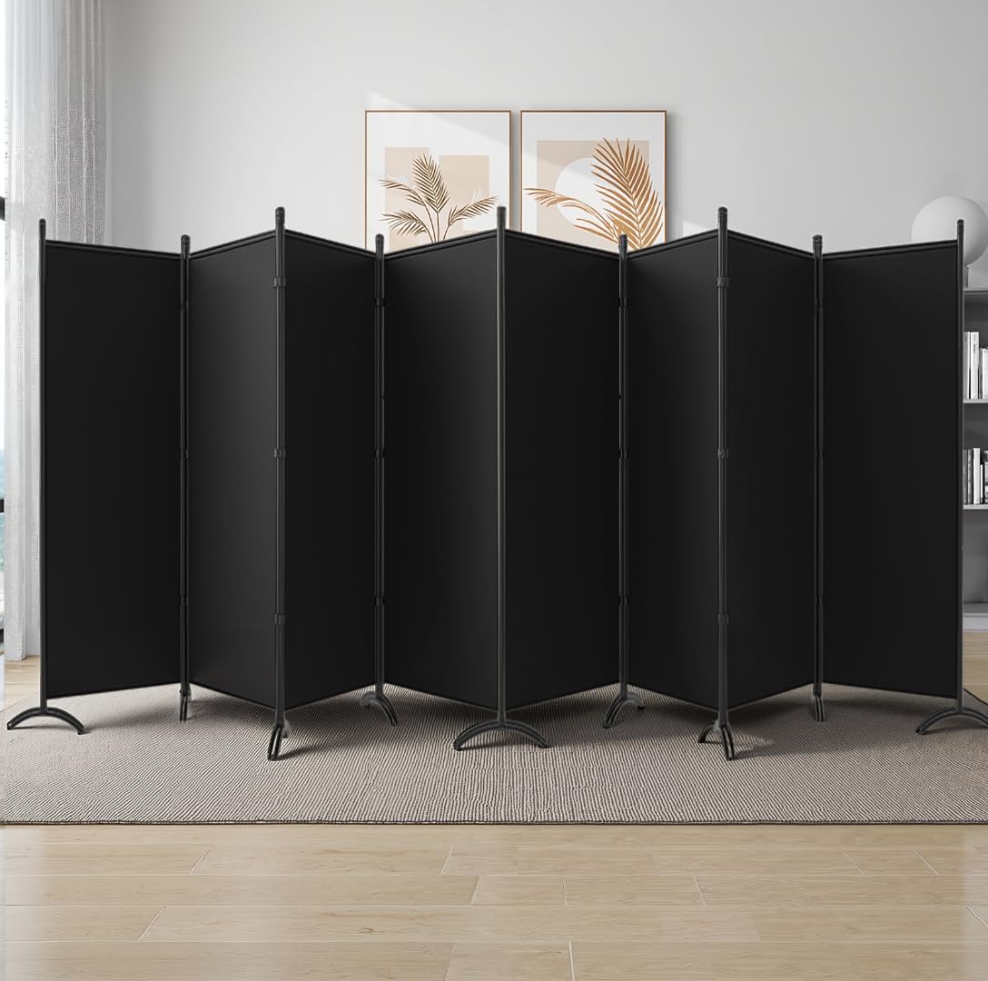 Partition Screen Divider - ルームディバイダー-折りたたみ式プライバシースクリーン、6フィートの仕切り壁、分離用、家庭、オフィス、教室、スタジオ用（ブラック）