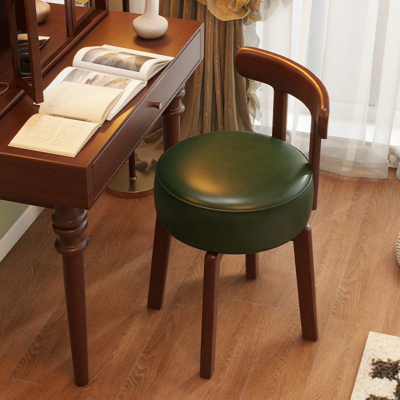 Office Chair Cushion - 無垢材回転式ドレッシングチェア、革製クッション、寝室用ドレッシングチェア、無垢材背もたれ付きチェア、オフィスデスクと椅子