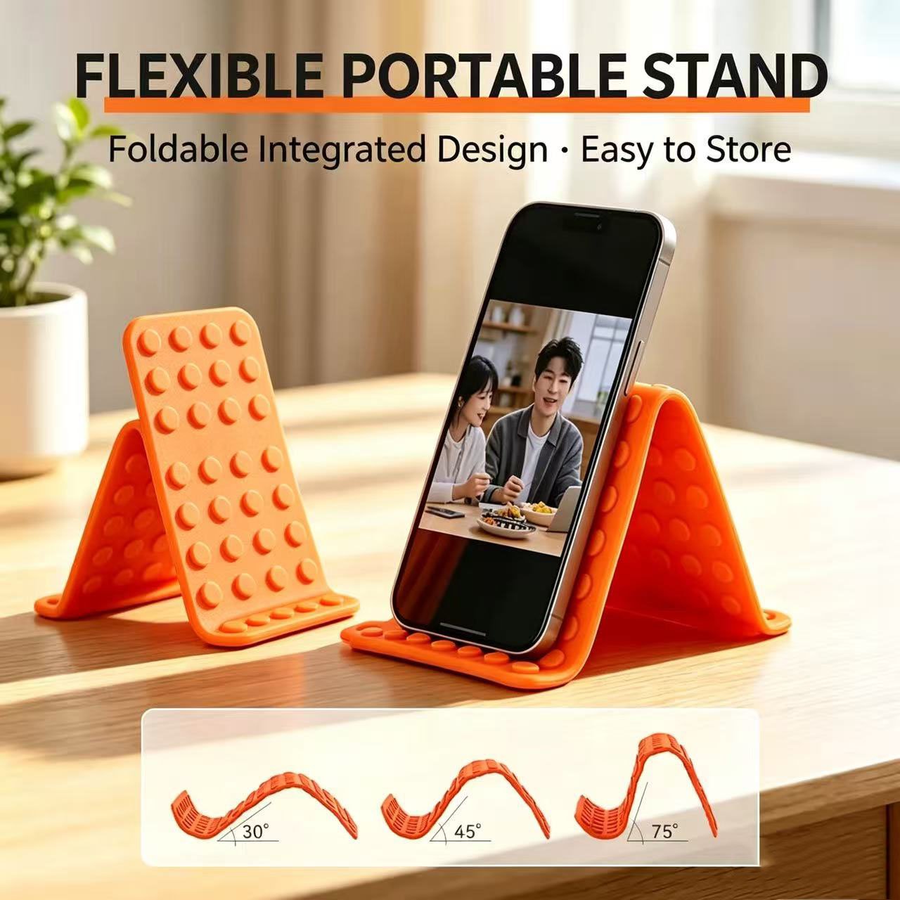 携帯用ユニバーサル携帯電話スタンド、角度調整可能なシリコン製 - Standing Desk のレビューと価格