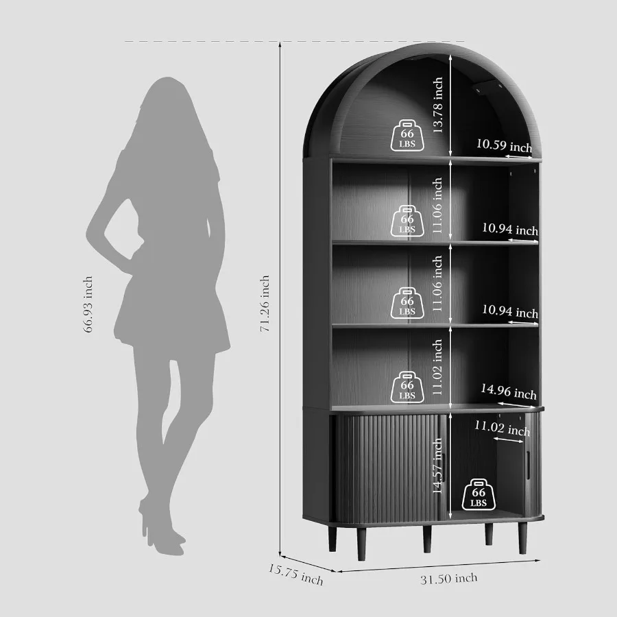 リビングやオフィスに最適な、高さ71インチのアーチ型本棚：5 - Bookshelf のレビューと価格