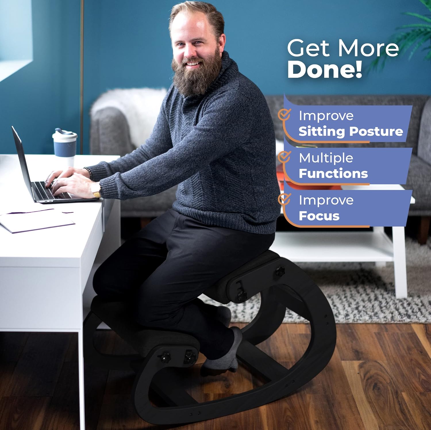 人間工学に基づいた木製ニーリングチェア、調節可能なオフィスス - Office Stool のレビューと価格
