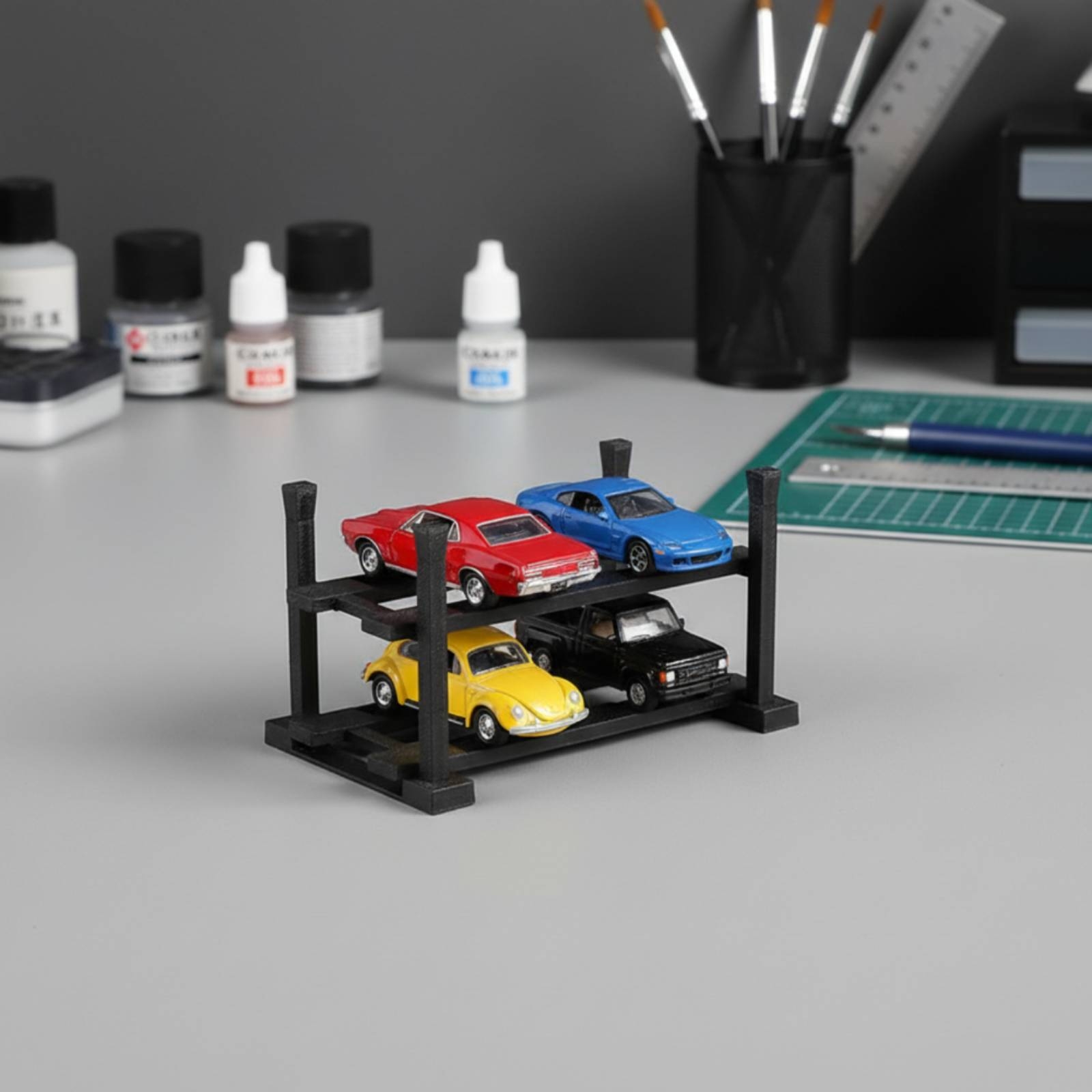 モデルカー展示ラック 二段式 モデルカー展示スタンド ブラッ - Standing Desk のレビューと価格