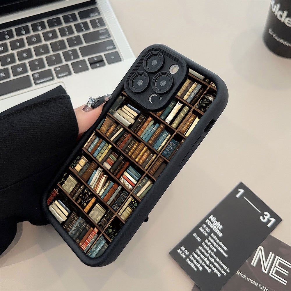 本棚風クリエイティブパターンのiPhoneケース iPhon - Bookshelf のレビューと価格