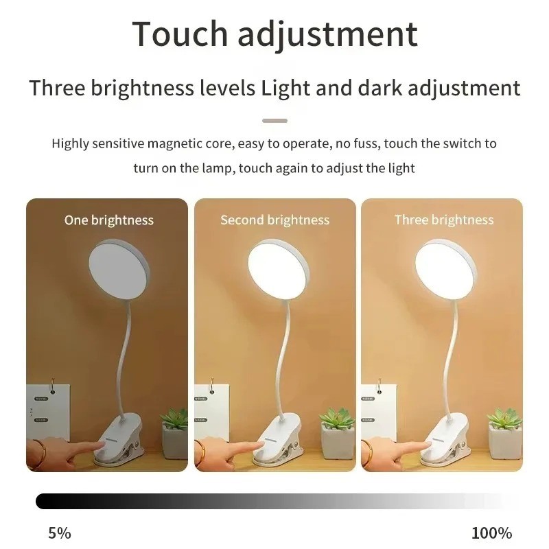 ポータブルUSB充電式クリップオンデスクランプ3色温度調節可 - Desk Lamp のレビューと価格