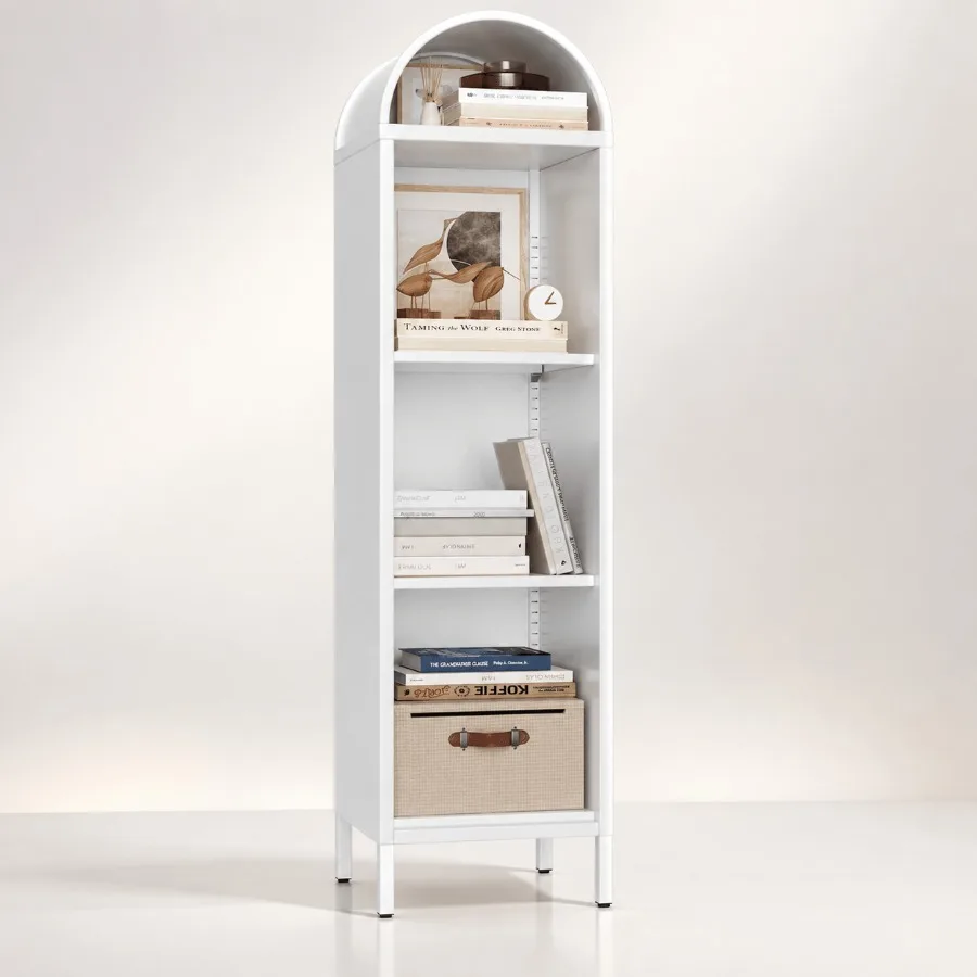 リビング用の金属製アーチ型本棚。白色粉体塗装仕上げのスチール - Bookshelf のレビューと価格