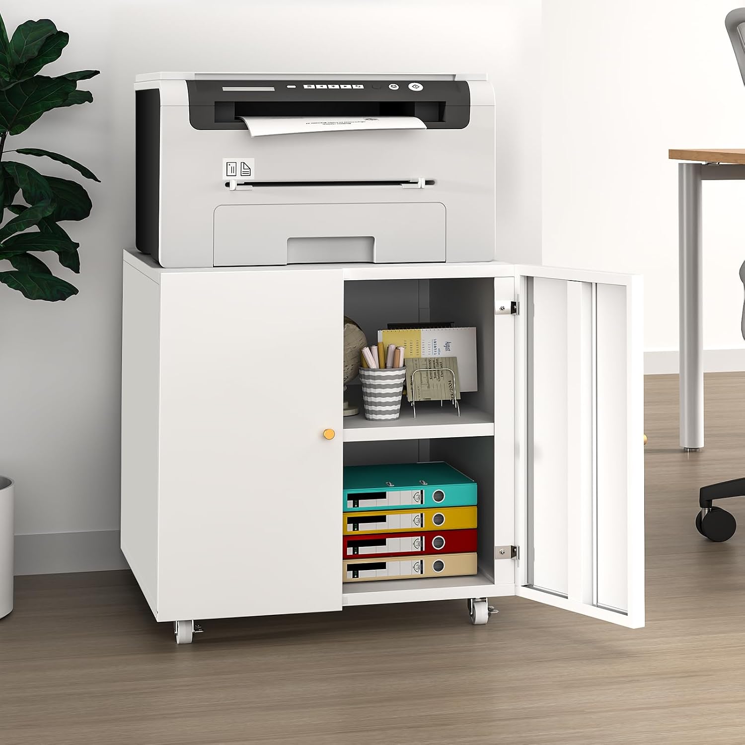 収納付きの大型移動式プリンター台、家庭用オフィス向けプリンタ - Printer Stand のレビューと価格