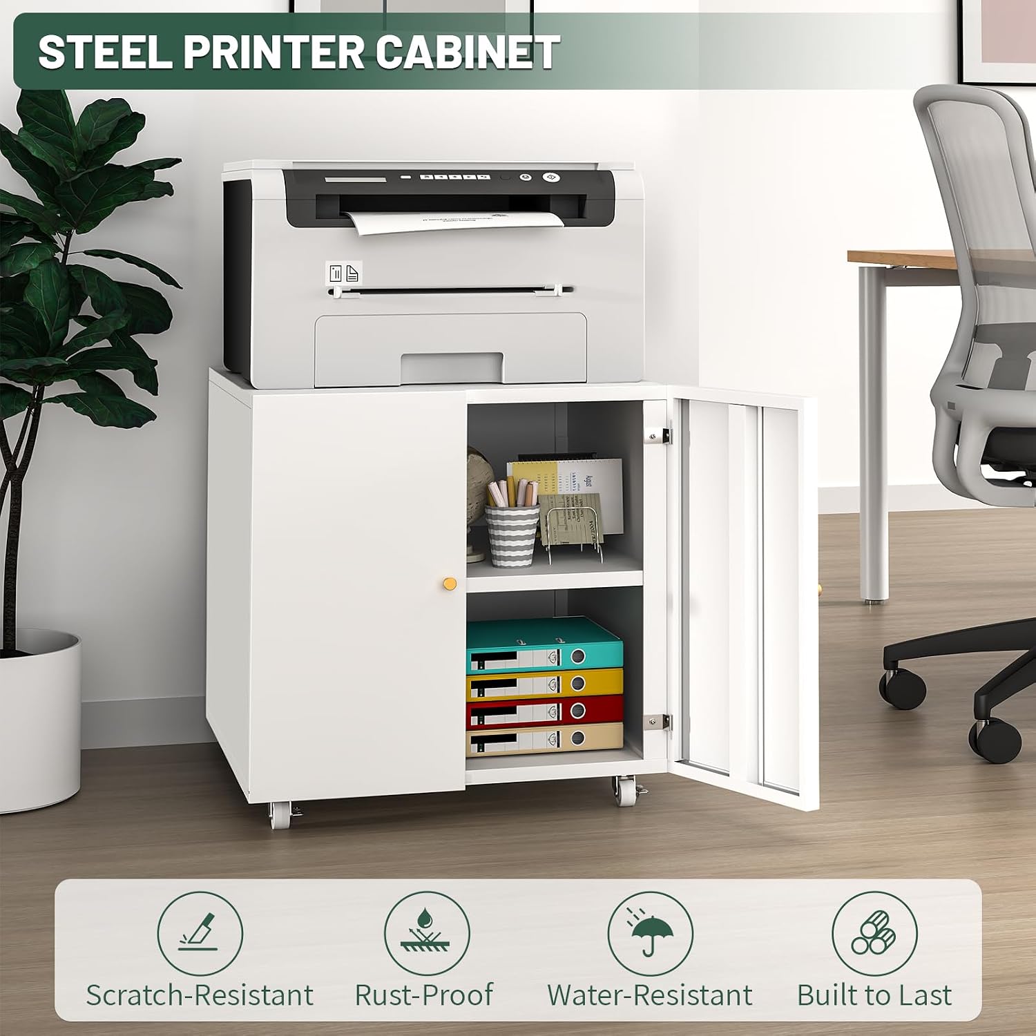 収納付きの大型移動式プリンター台、家庭用オフィス向けプリンタ - Printer Stand のレビューと価格