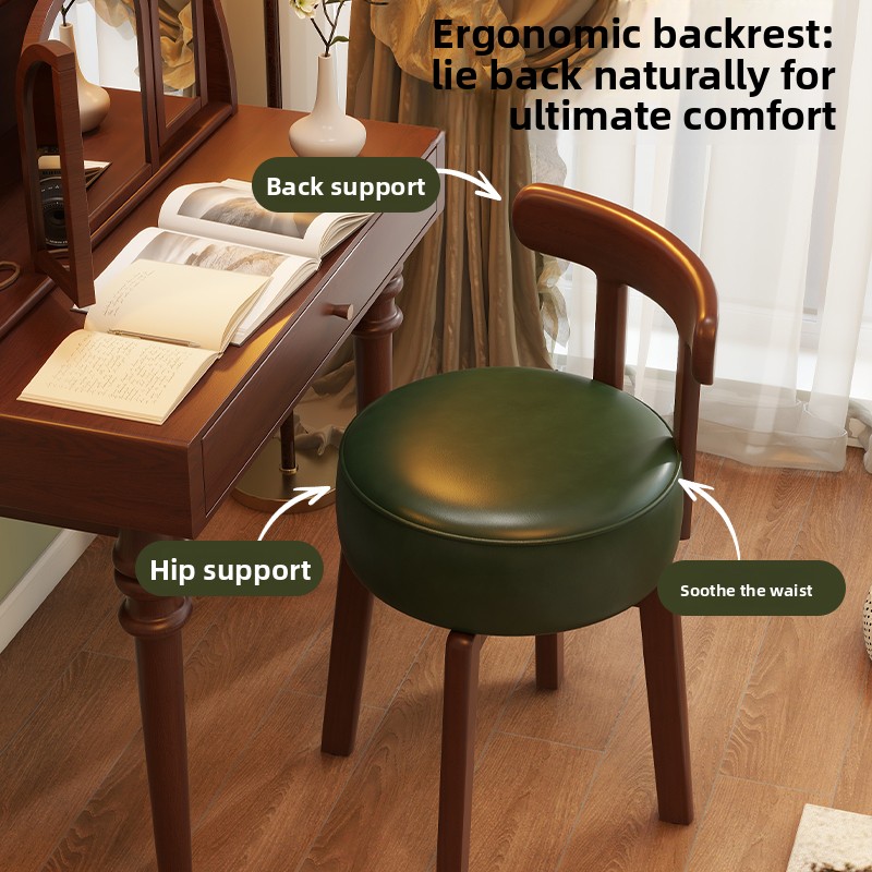 無垢材回転式ドレッシングチェア、革製クッション、寝室用ドレッ - Office Chair Cushion のレビューと価格