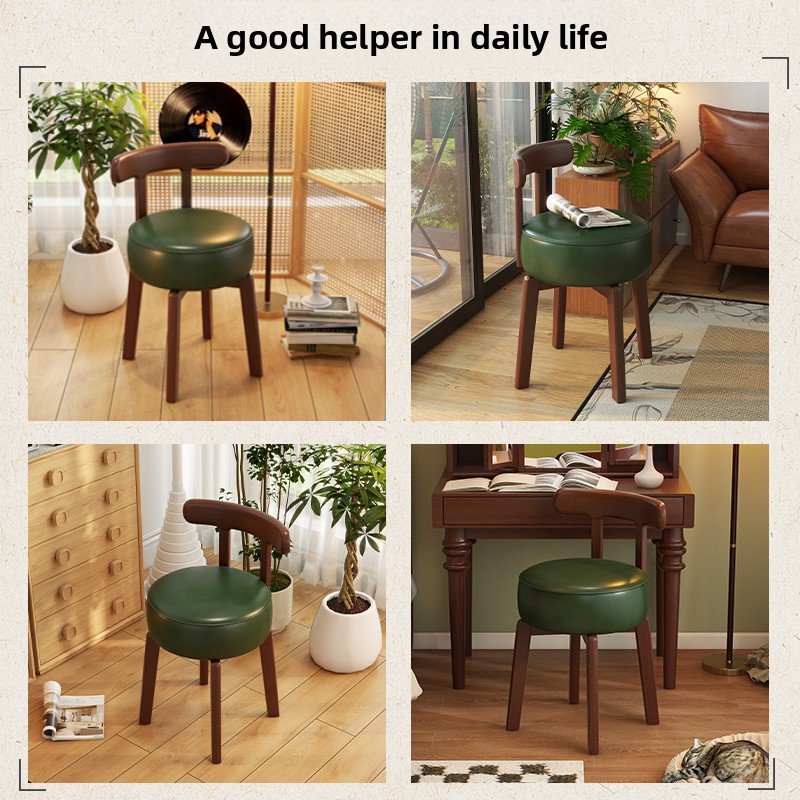 無垢材回転式ドレッシングチェア、革製クッション、寝室用ドレッ - Office Chair Cushion のレビューと価格