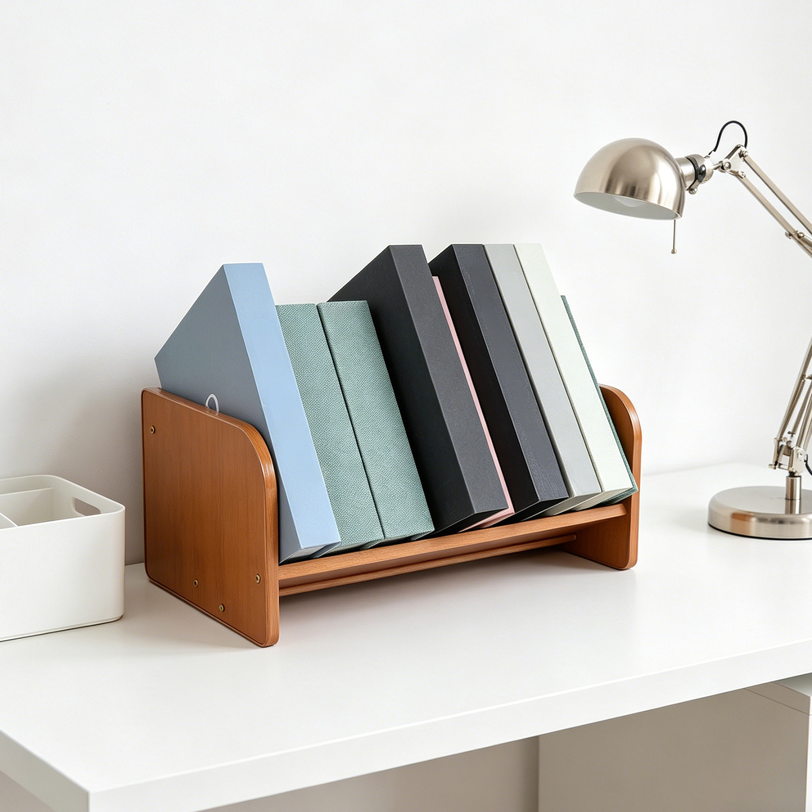 竹製のレコードホルダー兼ファイル収納。机の上を整理整頓し、傾 - Desk Organizer のレビューと価格