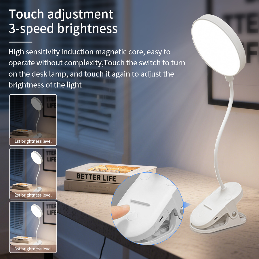 LEDクリップデスクランプ360 °   柔軟なタッチ調光機 - Desk Lamp のレビューと価格