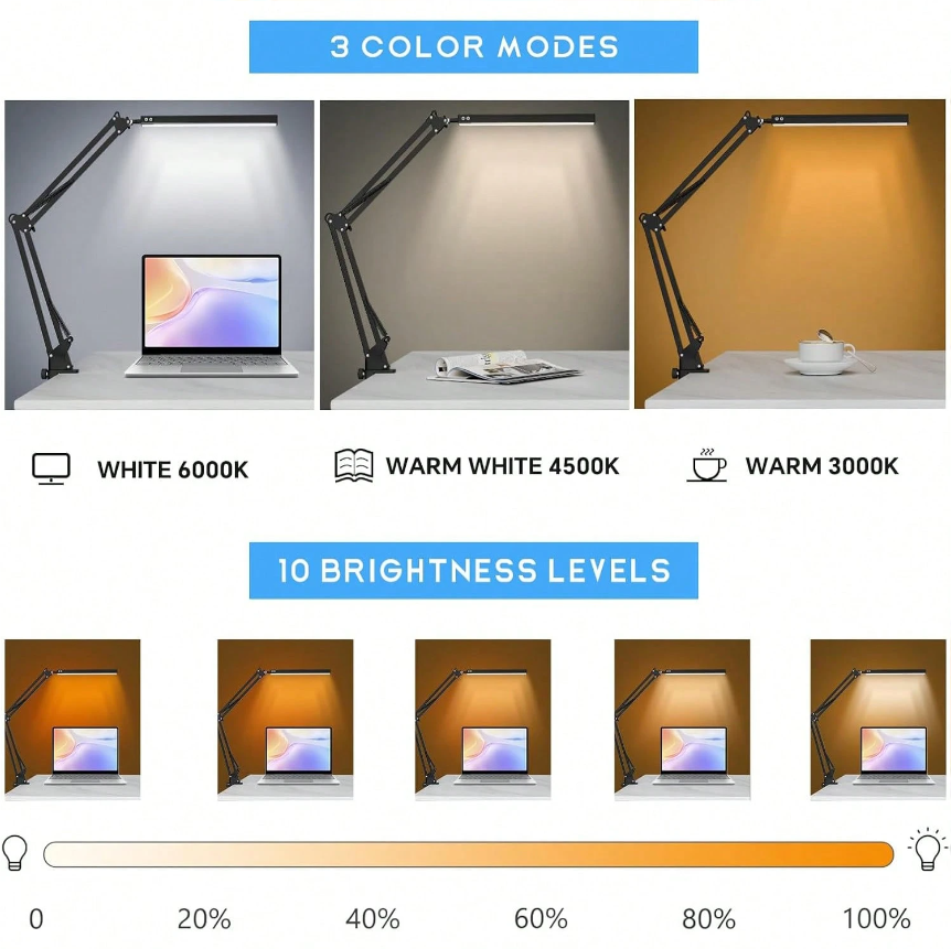 LEDデスクランプ 家庭用、読書用、勉強用、調節可能な目に優 - Desk Lamp のレビューと価格