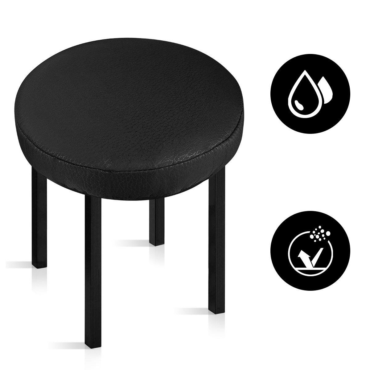 黒色の丸型スツールカバー。直径30cm。伸縮性のあるスポンジ - Office Stool のレビューと価格